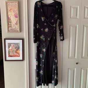 Zara velvet wrap kimono duster L